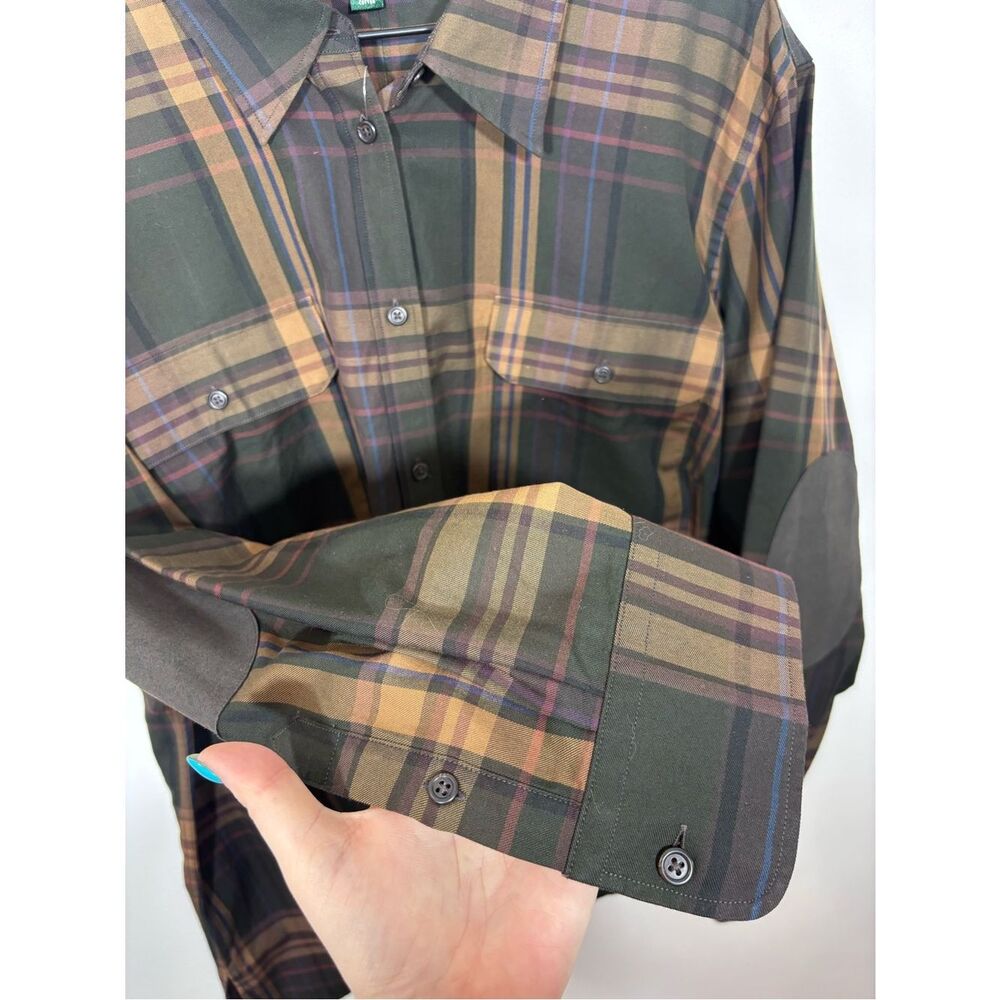 Lauren Ralph Lauren Women’s Button Up Dress Shirt Plaid 3X NWT Elbow Patches - Picture 7 of 12
